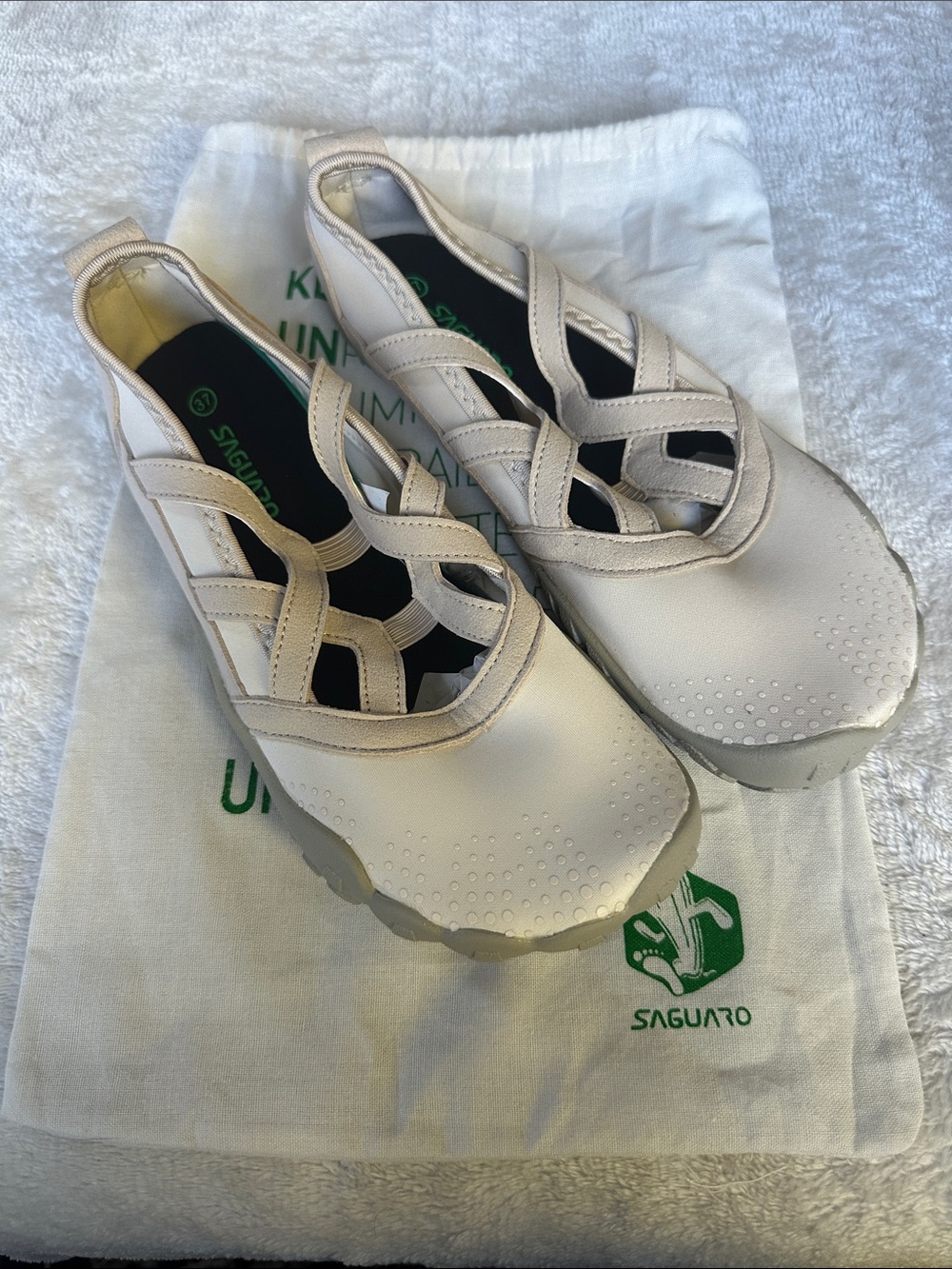 SAGUARO Cream Cross-Strap Slip-On Mules for Women
